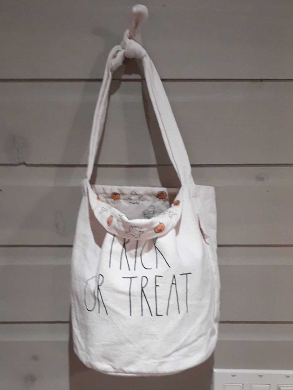 Rae Dunn Halloween Trick or Treat Canvas Tote Bag Ghost Pumpkin Liner